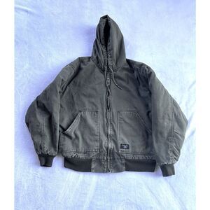 Walls Work Wear Green Canvas Barn/Chore Jacket, Size Large, Zip, Heavy, Hooded